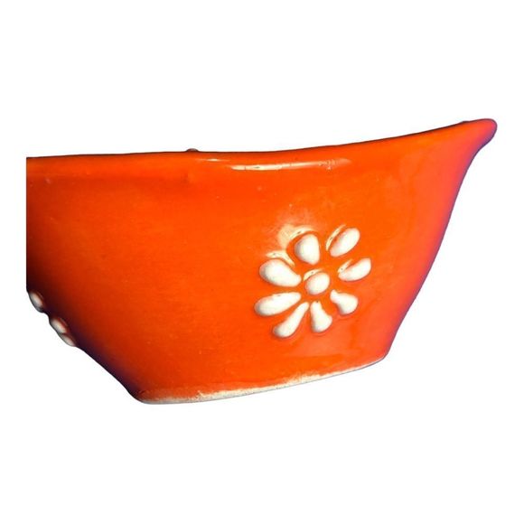 HANDMADE Orange and White Small Side Sauce Dishes - Picture 4 of 5